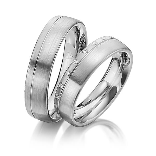 Set Klassieke trouwringen in dark grey gold 14 kt. met in totaal 0,21 ct. Briljant tw/si van Steinberg