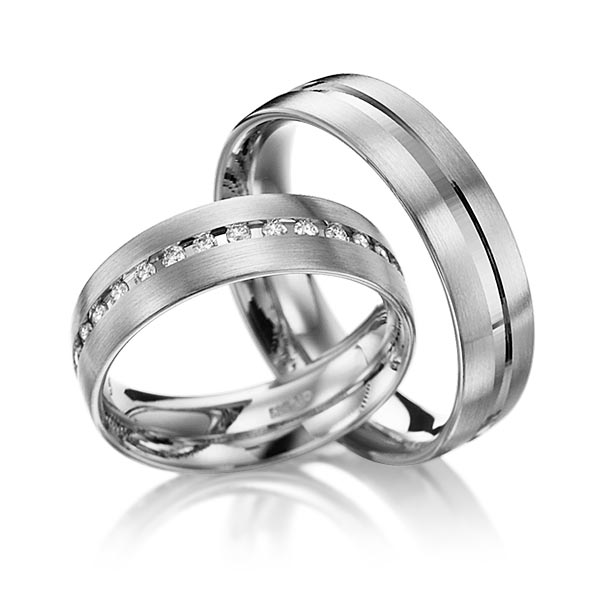 Set Klassieke trouwringen in dark grey gold 14 kt. met in totaal 0,225 ct. Briljant tw/si van Eternal Touch - Y-1038-6