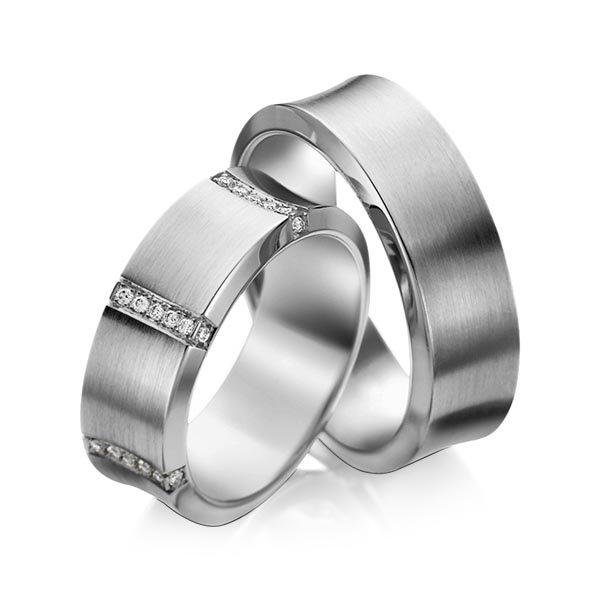 Set klassieke trouwringen in dark grey gold 14 kt. met in totaal 0,336 ct. Briljant tw/si van acredo - A-1096-2