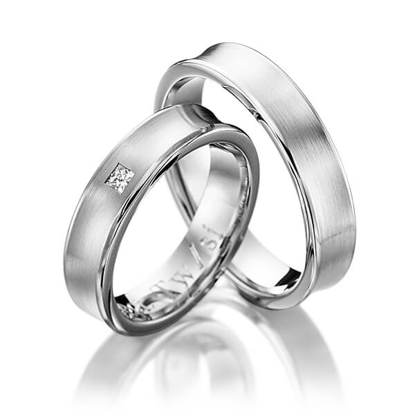 Set klassieke trouwringen in edelstaal met in totaal 0,06 ct. Princess-Diamant tw/si van Eternal Touch - Y-1026-4