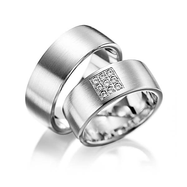 Set klassieke trouwringen in edelstaal met in totaal 0,18 ct. Briljant tw/si van Eternal Touch - Y-1078-4