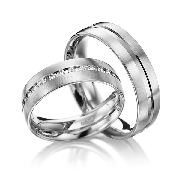 Set Klassieke trouwringen in edelstaal met in totaal 0,225 ct. Briljant tw/si van Eternal Touch - Y-1038-4