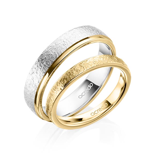 Set Klassieke trouwringen in geelgoud 14 kt. , crushed van acredo - A-2023-1