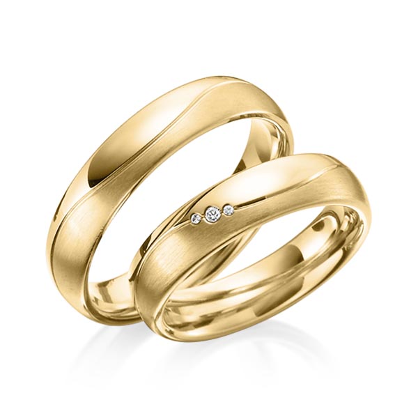 Set Klassieke trouwringen in geelgoud 14 kt. met in totaal 0,025 ct. Briljant tw/si van Eternal Touch