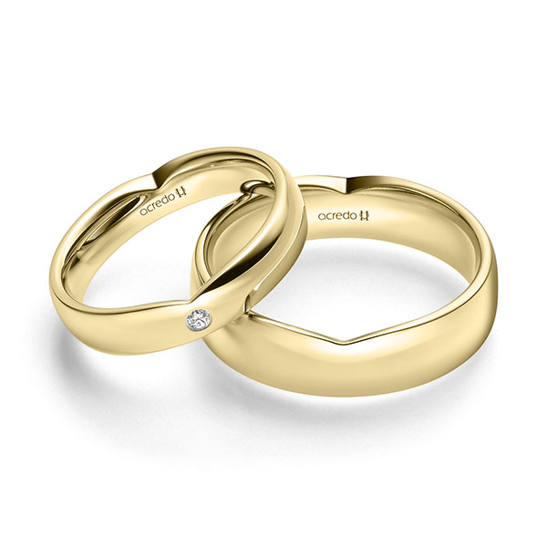 Set Klassieke trouwringen in geelgoud 14 kt. met in totaal 0,03 ct. Briljant tw/si van acredo - A-2246-3 Set Klassieke trouwringen in geelgoud 14 kt. met in totaal 0,03 ct. Briljant tw/si van acredo - A-2246-3
