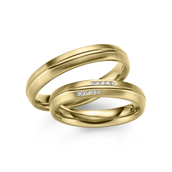 Set Klassieke trouwringen in geelgoud 14 kt. met in totaal 0,05 ct. Briljant tw/si van Eternal Touch