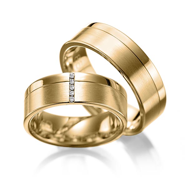 Set Klassieke trouwringen in geelgoud 14 kt. met in totaal 0,05 ct. Briljant tw/si van Merii