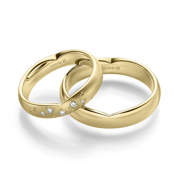 Set Klassieke trouwringen in geelgoud 14 kt. met in totaal 0,063 ct. Briljant tw/si van acredo - A-2253-1 Set Klassieke trouwringen in geelgoud 14 kt. met in totaal 0,063 ct. Briljant tw/si van acredo - A-2253-1