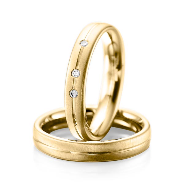 Set Klassieke trouwringen in geelgoud 14 kt. met in totaal 0,06 ct. Briljant tw/si van acredo - A-1086-8