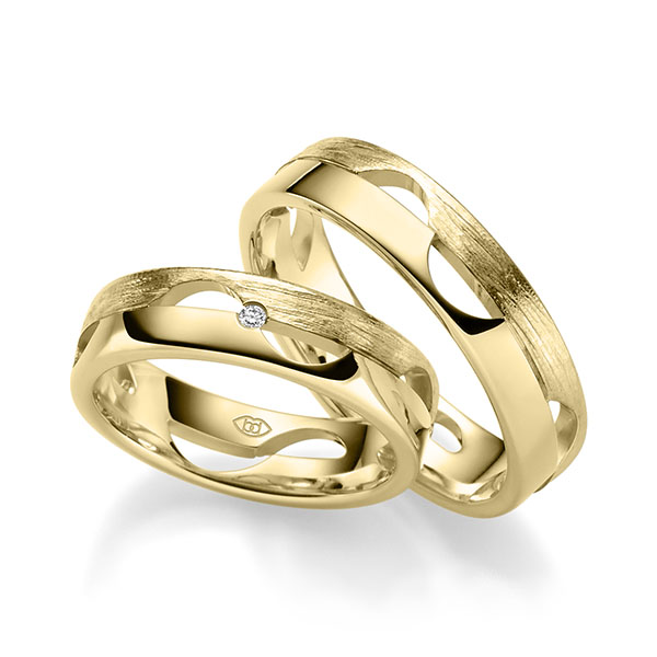 Set Klassieke trouwringen in geelgoud 14 kt. met in totaal 0,06 ct. Briljant tw/si van Eternal Touch