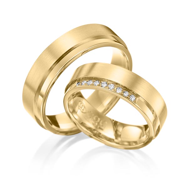 Set Klassieke trouwringen in geelgoud 14 kt. met in totaal 0,09 ct. Briljant tw/si van Eternal Touch - Y-1083-6 Set Klassieke trouwringen in geelgoud 14 kt. met in totaal 0,09 ct. Briljant tw/si van Eternal Touch - Y-1083-6