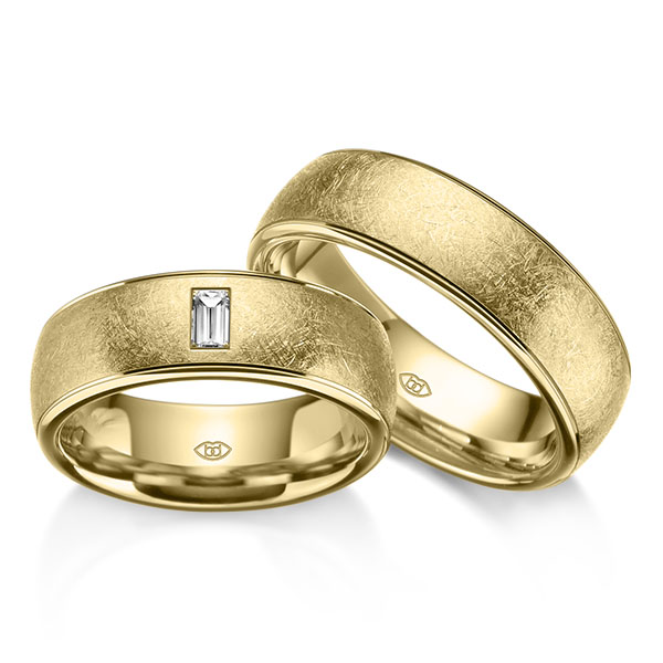 Set Klassieke trouwringen in geelgoud 14 kt. met in totaal 0,12 ct. Baguette-Diamant tw,vs van Eternal Touch