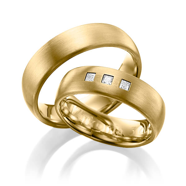 Set klassieke trouwringen in geelgoud 14 kt. met in totaal 0,12 ct. Princess-Diamant tw/si van Eternal Touch - Y-1019-1