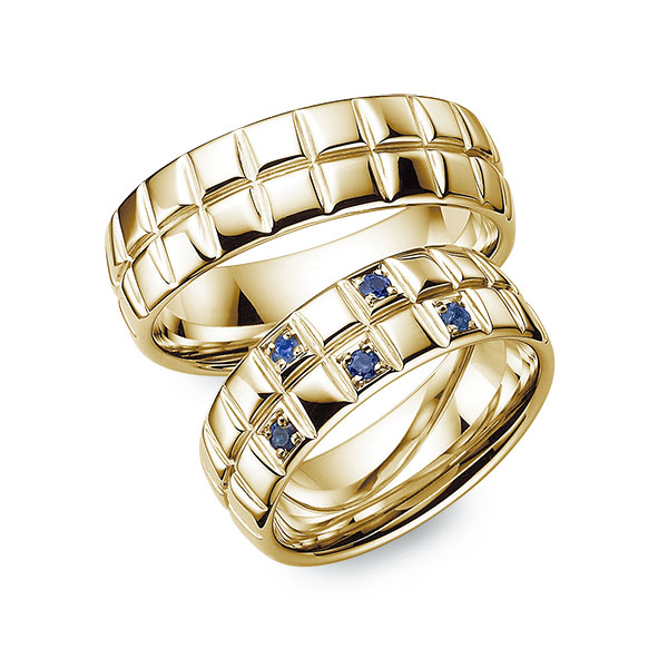 Set Klassieke trouwringen in geelgoud 14 kt. met in totaal 0,15 ct. Briljant van Eternal Touch