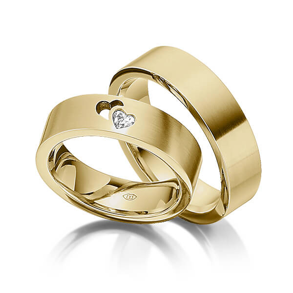 Set Klassieke trouwringen in geelgoud 14 kt. met in totaal 0,1 ct. Hart-Diamant tw,vs van Eternal Touch