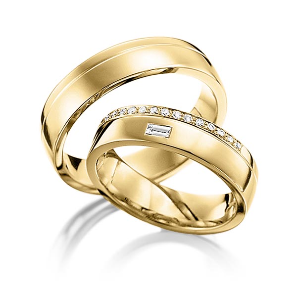 Set Klassieke trouwringen in geelgoud 14 kt. met in totaal 0,21 ct. Briljant & Baguette-Diamant tw/si tw,vs van Eternal Touch - Y-1080-2