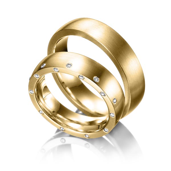 Set klassieke trouwringen in geelgoud 14 kt. met in totaal 0,25 ct. Briljant tw/si van Eternal Touch - Y-1127-4 Set klassieke trouwringen in geelgoud 14 kt. met in totaal 0,25 ct. Briljant tw/si van Eternal Touch - Y-1127-4
