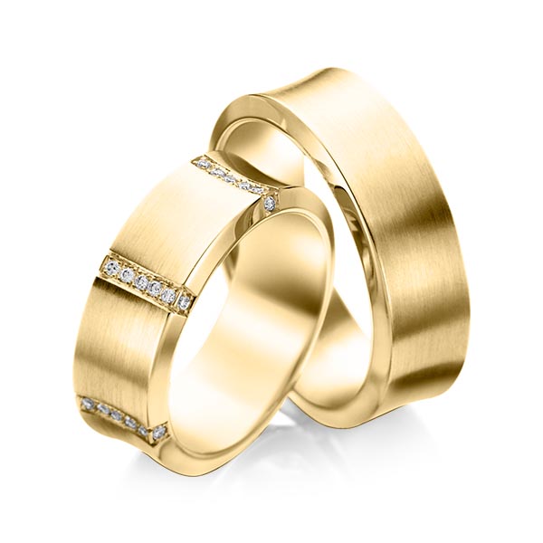 Set klassieke trouwringen in geelgoud 14 kt. met in totaal 0,336 ct. Briljant tw/si van acredo - A-1096-1 Set klassieke trouwringen in geelgoud 14 kt. met in totaal 0,336 ct. Briljant tw/si van acredo - A-1096-1