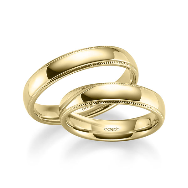Set Klassieke trouwringen in geelgoud 14 kt. van acredo Set Klassieke trouwringen in geelgoud 14 kt. van acredo