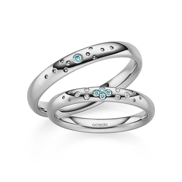 Set klassieke trouwringen in grijsgoud 14 kt. met in totaal 0,07 ct. Briljant iceblue tw/si van acredo - S-1360-2 Set klassieke trouwringen in grijsgoud 14 kt. met in totaal 0,07 ct. Briljant iceblue tw/si van acredo - S-1360-2