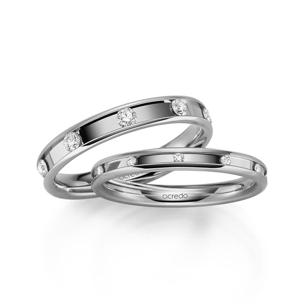 Set Klassieke trouwringen in grijsgoud 14 kt. met in totaal 0,56 ct. Briljant tw/si van acredo