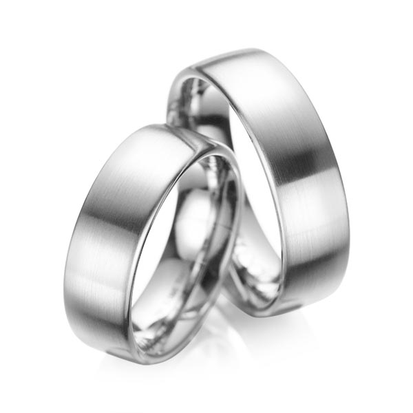 Set klassieke trouwringen in grijsgoud 14 kt. van acredo - A-1083-6