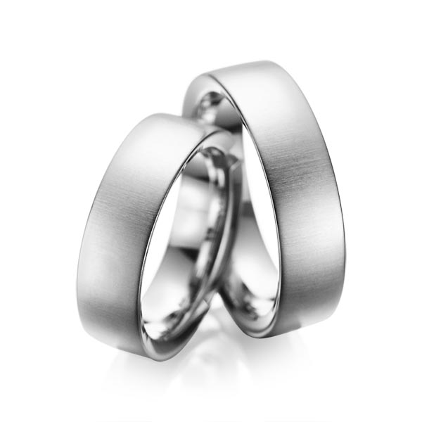 Set klassieke trouwringen in grijsgoud 14 kt. van acredo - A-1084-4