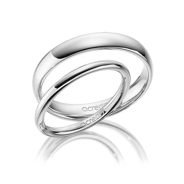 Set klassieke trouwringen in grijsgoud 14 kt. van acredo - A-1373-4