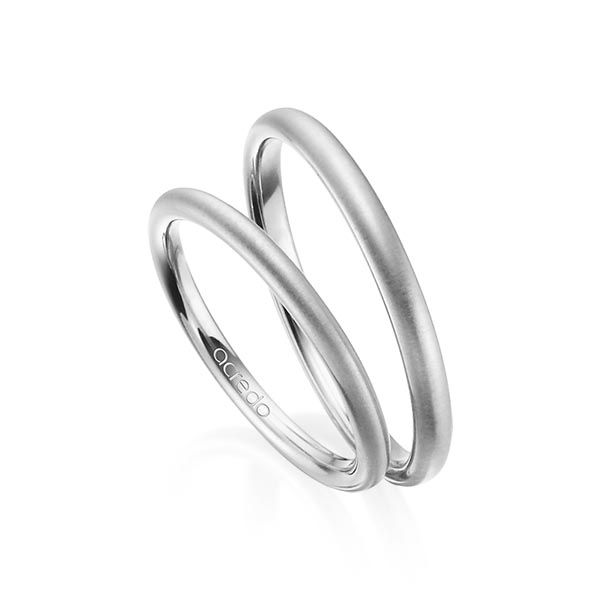 Set klassieke trouwringen in grijsgoud 14 kt. van acredo - A-1375-3