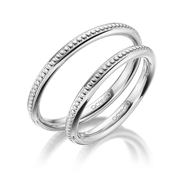 Set Klassieke trouwringen in grijsgoud 14 kt. van acredo