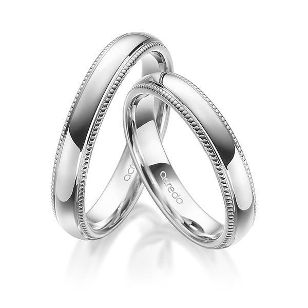 Set Klassieke trouwringen in grijsgoud 14 kt. van acredo