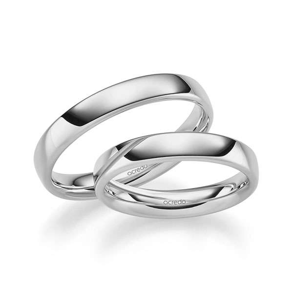 Set klassieke trouwringen in grijsgoud 14 kt. van acredo