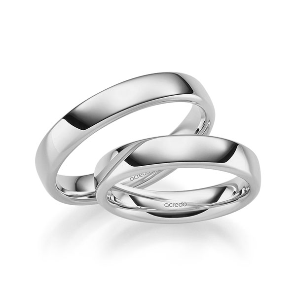 Set klassieke trouwringen in grijsgoud 14 kt. van acredo Set klassieke trouwringen in grijsgoud 14 kt. van acredo