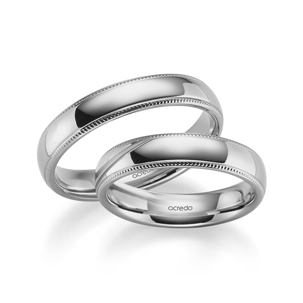 Set Klassieke trouwringen in grijsgoud 14 kt. van acredo Set Klassieke trouwringen in grijsgoud 14 kt. van acredo