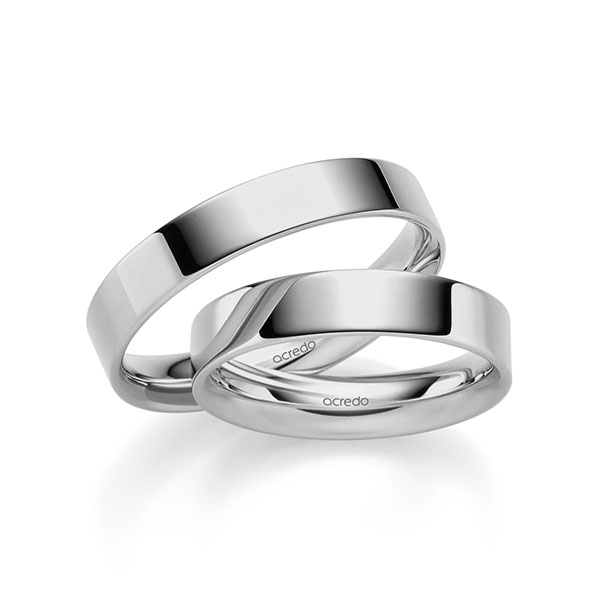 Set klassieke trouwringen in grijsgoud 14 kt. van acredo