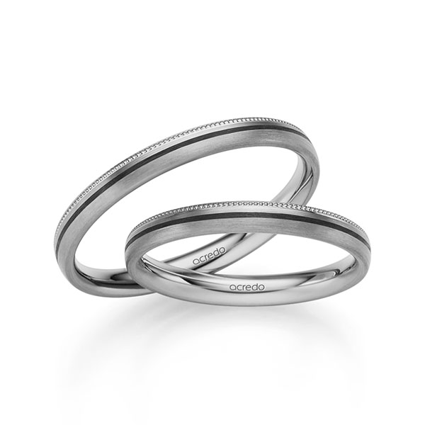 Set Klassieke trouwringen in grijsgoud 14 kt. van acredo