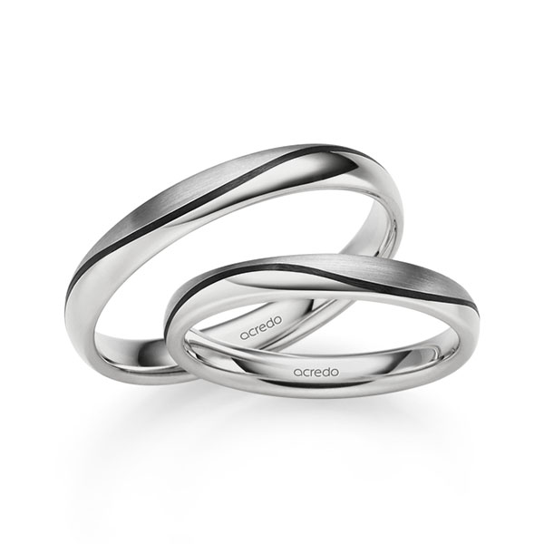 Set Klassieke trouwringen in grijsgoud 14 kt. van acredo