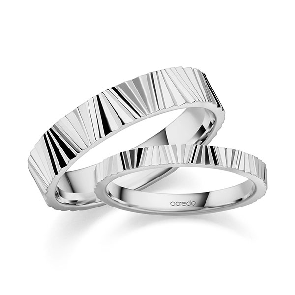 Set Klassieke trouwringen in grijsgoud 14 kt. van acredo Set Klassieke trouwringen in grijsgoud 14 kt. van acredo