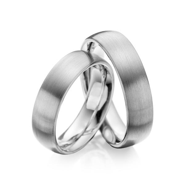 Set klassieke trouwringen in grijsgoud 14 kt. van Steinberg - Q-1011-4