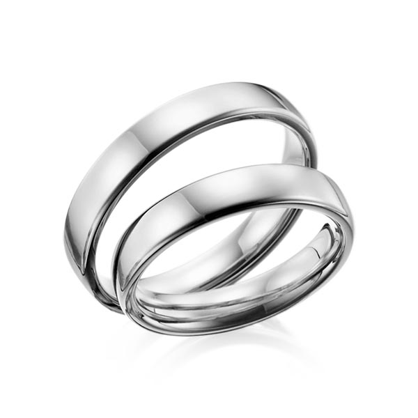 Set klassieke trouwringen in grijsgoud 14 kt. van Steinberg - Q-1016-5