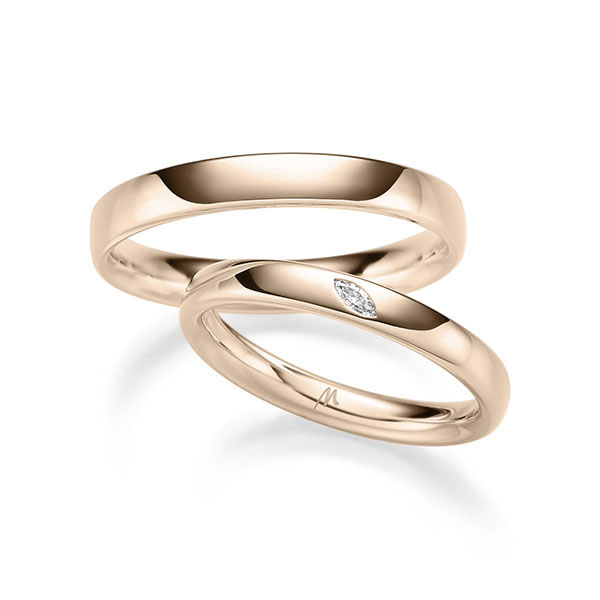 Set klassieke trouwringen in nutcolored-gold 585 met in totaal 0,03 ct. tw,vs van Merii