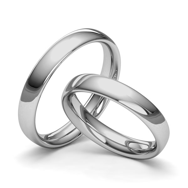 Set klassieke trouwringen in palladium 14 kt. van Merii