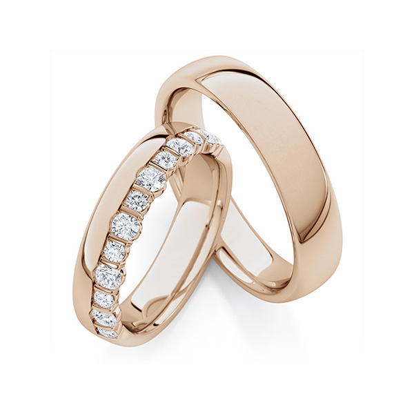 Set Klassieke trouwringen in Peach-Gold 585 met in totaal 0,57 ct. tw/si van Steinberg