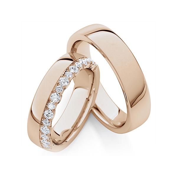 Set Klassieke trouwringen in Peach-Gold 585 met in totaal 0,76 ct. tw/si van Steinberg