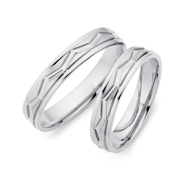 Set Klassieke trouwringen in platina 950 van Merii - M-1376-2
