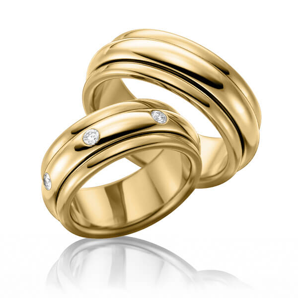 Set Klassieke trouwringen in ring geelgoud 14 kt. inlay geelgoud 14 kt. met in totaal 0,35 ct. Briljant tw/si van Eternal Touch