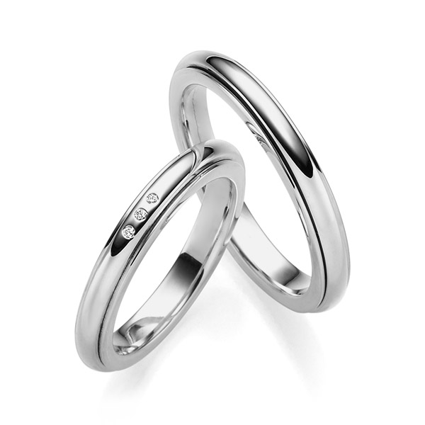 Set Klassieke trouwringen in ring grijsgoud 14 kt. inlay grijsgoud 14 kt. met in totaal 0,045 ct. Briljant tw,vs van Eternal Touch