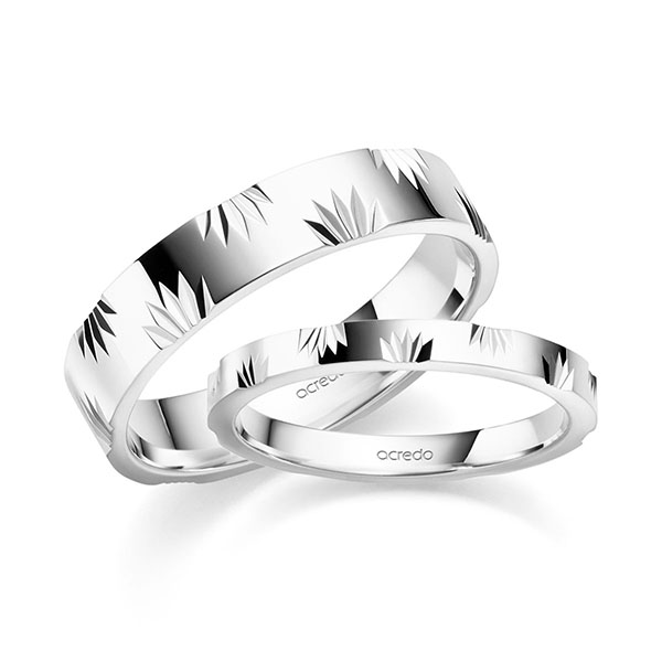 Set Klassieke trouwringen in River platina 950 van acredo - S-1418-5 Set Klassieke trouwringen in River platina 950 van acredo - S-1418-5