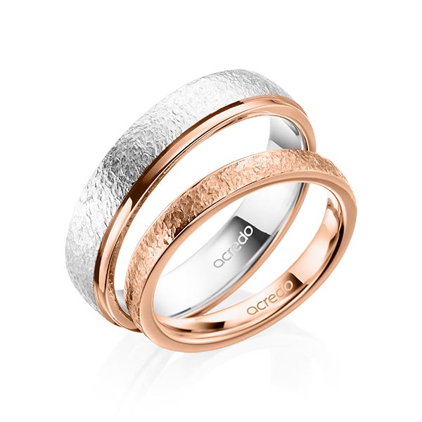 Set Klassieke trouwringen in roodgoud 14 kt. , crushed van acredo - A-2023-2