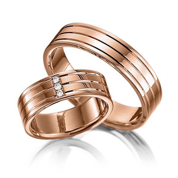 Set Klassieke trouwringen in roodgoud 14 kt. met in totaal 0,045 ct. Briljant tw/si van Eternal Touch - Y-1108-6 Set Klassieke trouwringen in roodgoud 14 kt. met in totaal 0,045 ct. Briljant tw/si van Eternal Touch - Y-1108-6